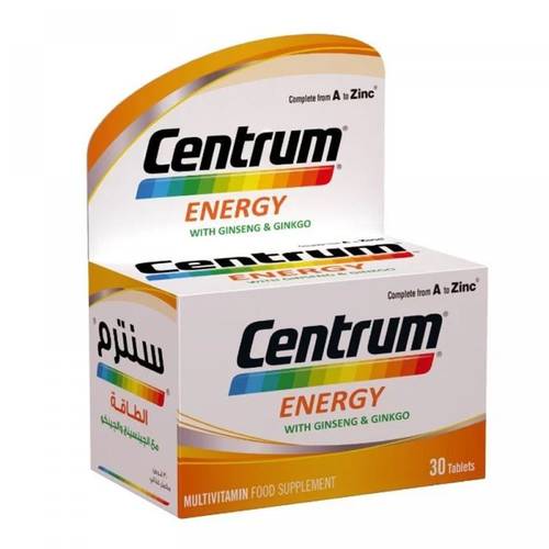 Centrum Energy Multivitamin Supplement with Ginseng and Ginkgo Extract 30 Tablets