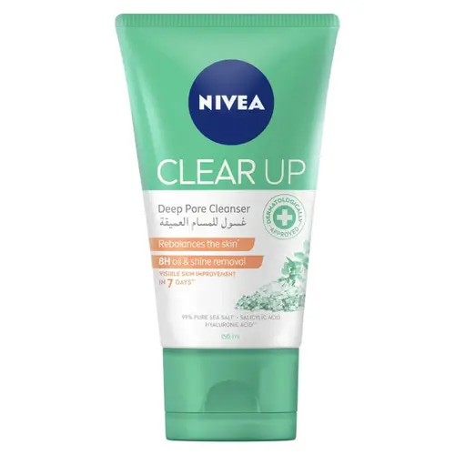 Nivea Face Wash, Deep Pore Cleanser with Sea Salt, Salicylic & Hyaluronic Acid, 150ml