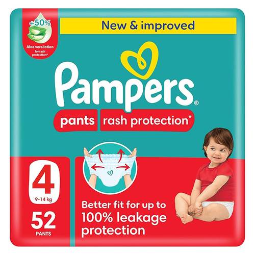 Pampers Pants Anti-Rash Protection Size 4 52 Diapers