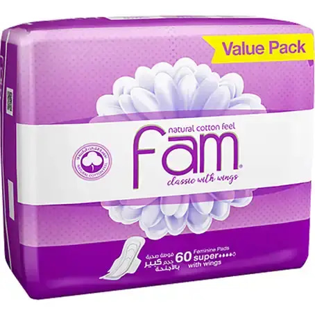 Fam Classic Large Sanitary Pads with Wings - 60 Pads