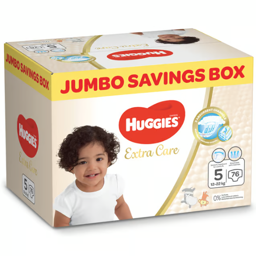 Huggies Premium Care Diapers, Size 5, 12-22 kg, Jumbo Box, 76 Count