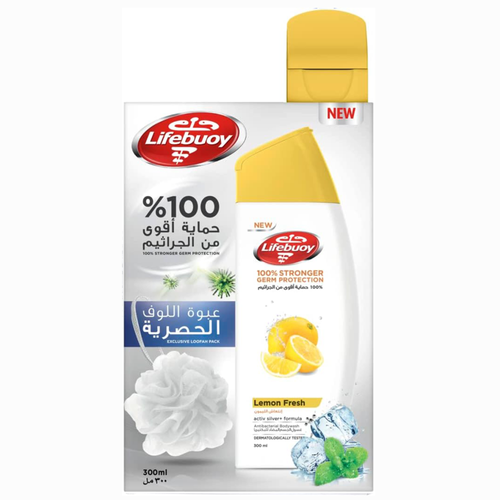 Lifebuoy Lemon Fresh Body Wash 300ml + Loofah