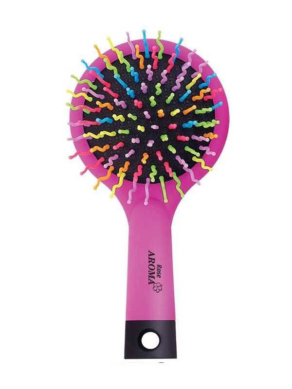 Small Hair Brush with Curly Heads and Mirror - Multicolor