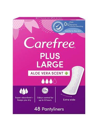 Carefree Daily Panty Liners with Aloe Vera, Large, 48 Count