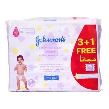 Johnson's Baby Wipes Extra Clean Offer (3+1) 192 Wipes