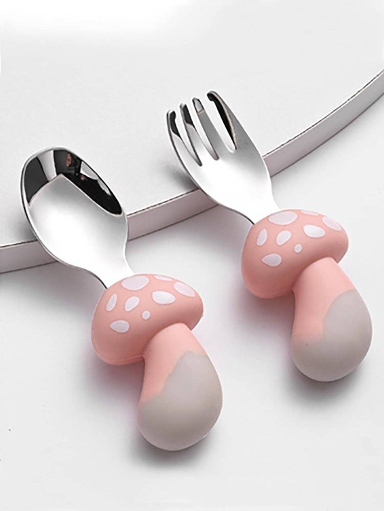 1 Set Stainless Steel Spoon and Fork, Simple Mushroom Design Flatware Set for Kitchen Dining Table and Party