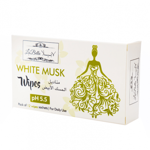 Labella White Musk Feminine Wipes. 12 Single Wipes