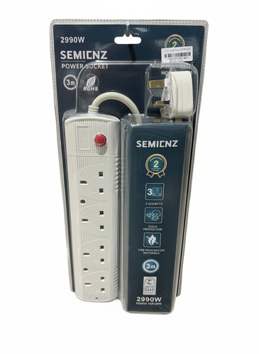  4‑Outlet Power Extension – 3 Meter Cable SEMIENZ