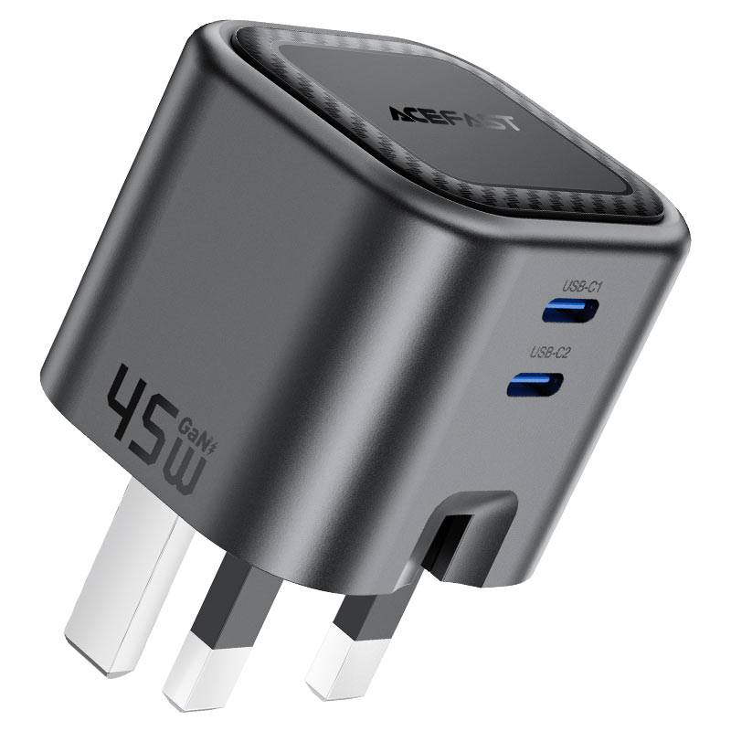 شاحن Acefast PD45W القابل للطي GaN (USB-C+USB-C)