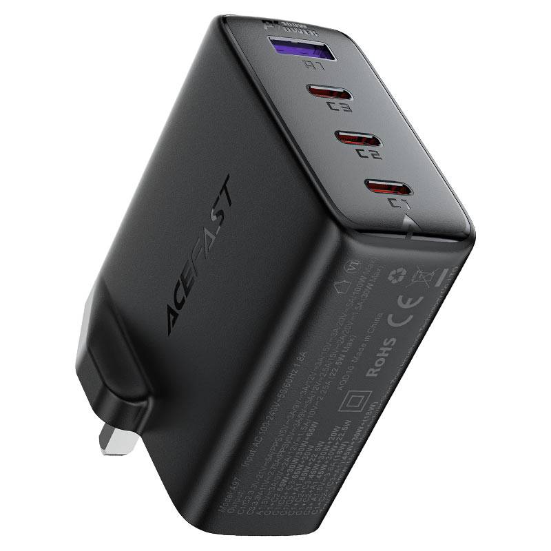 شاحن ACEFAST PD100 السريع بأربعة منافذ مع 3 منافذ USB-C و USB-A