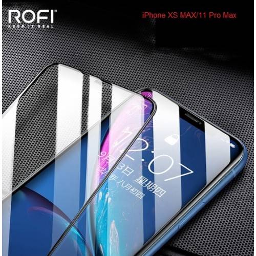 ROFI. زجاج كامل التغطية 2.5D (2 في 1) iPhone XS MAX/11 Pro Max أسود