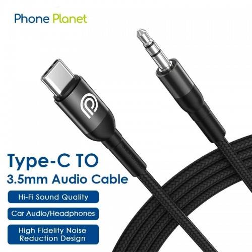 كابل صوت USB-C-AUX بطول 1.2 متر من Phone Planet باللون الأسود