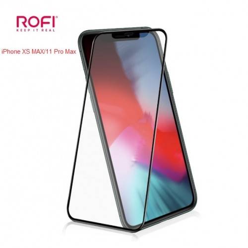 ROFI. غطاء كامل 2.5D زجاج غير لامع (2 في 1) iPhone XS MAX/11 Pro Max أسود