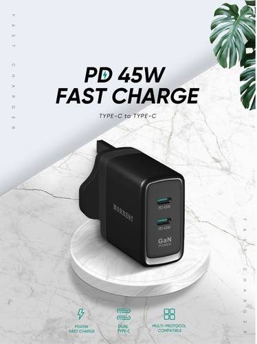 MORBEST GaN WALL CHARGER 45W DUAL TYPE-C PORTS