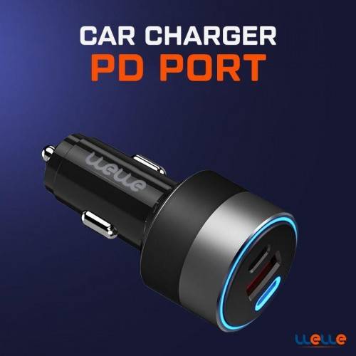 شاحن سيارة wewe 84 واط 2typ-c 1usb أسود