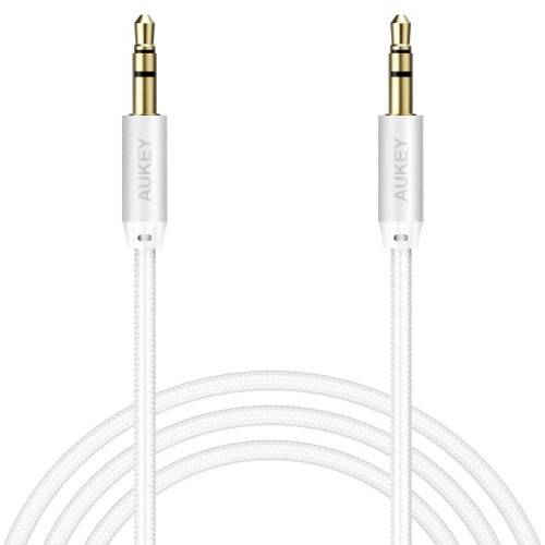 كابل صوت AUX AUKEY مقاس 3.5 مم من النايلون المضفر