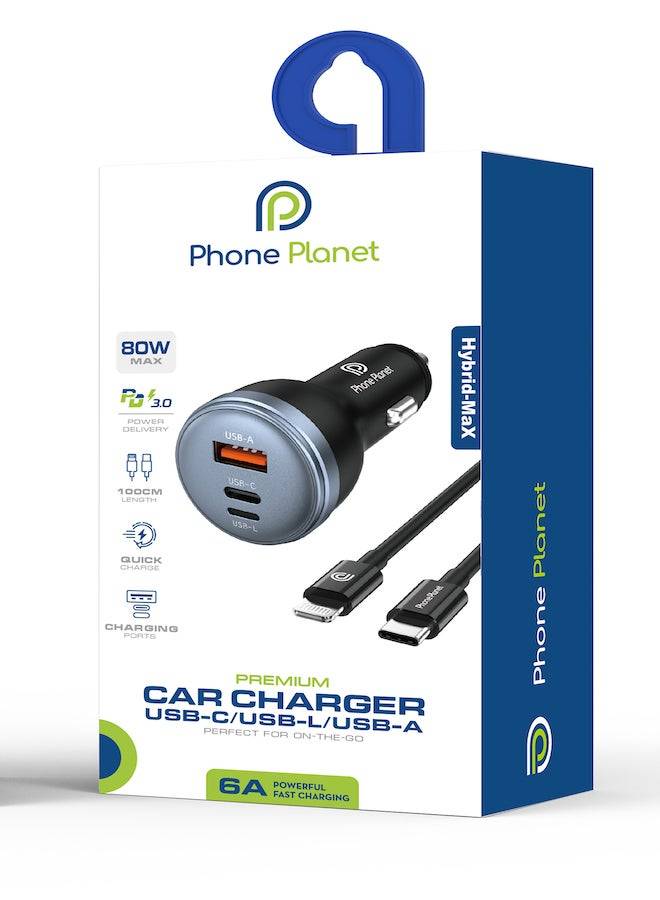 شاحن سيارة جديد من شركة نيو فون بلانيت بمنفذي USB-C/USB-L/USB-A بقوة 80 واط