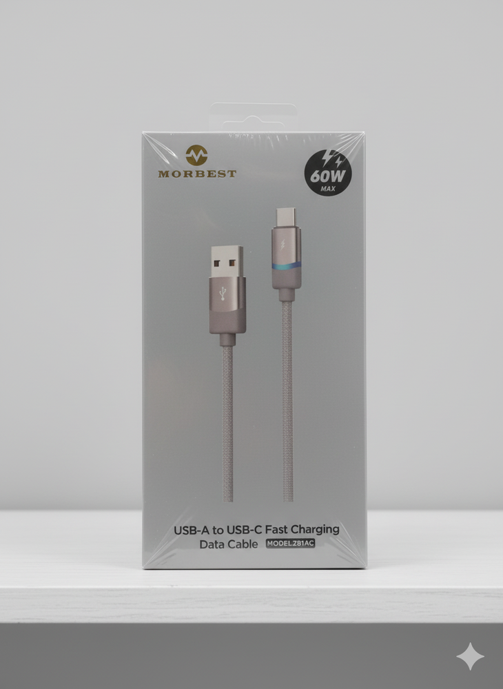 كابل شحن سريع موربيست USB-A إلى USB-C 60 واط بطول 1 متر