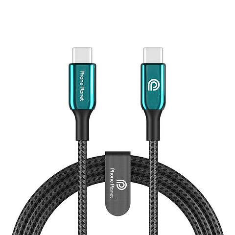 كابل شحن سريع جديد من نيو فون بلانيت، USB-C إلى USB-C بطول 1.2 متر، بقوة 100 واط، لون أخضر