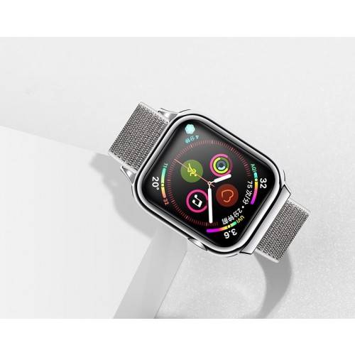حزام USAMS من النايلون لساعة Apple Watch 4 مقاس 44 مم باللون الفضي