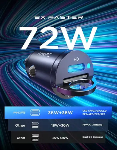 Lisen al-nope 72W carcharger dual type-c ports with c to c cable