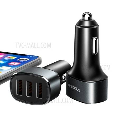 شاحن سيارة ماكدودو 5 فولت 5.2 أمبير بثلاثة منافذ USB باللون الرمادي