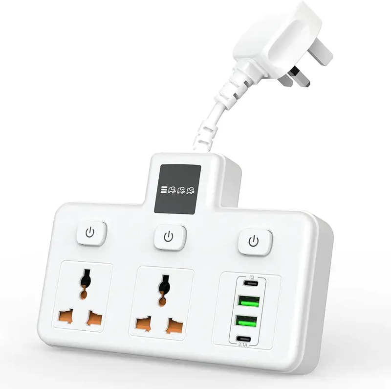 مقبس طاقة بقدرة 3250 واط، مقبسان، منفذان من النوع C ومنفذان USB