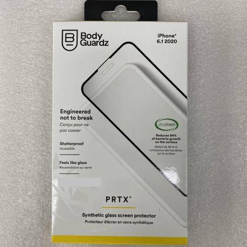 واقي شاشة من الزجاج الصناعي المقاوم للكسر BodyGuardz PRTX لجهاز iPhone 12/12pro