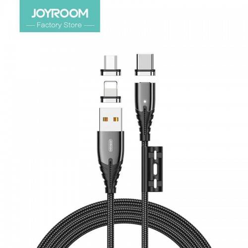 كابل بيانات أبل مغناطيسي من joyroom بطول 1.2 متر، لايتنينج+مايكرو+تايب سي، أسود