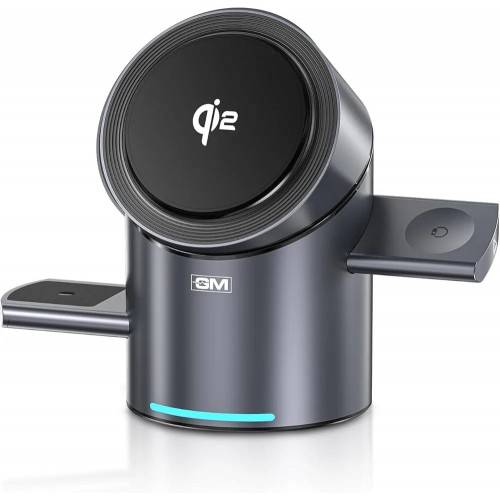 شاحن لاسلكي مغناطيسي جديد من Phone Planet 3 في 1 بقوة 15 واط (11260)