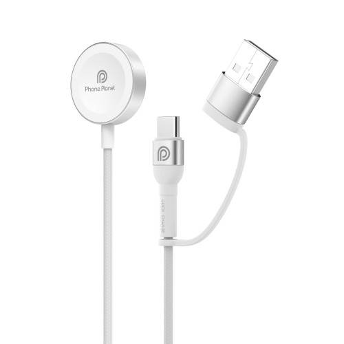 شاحن ساعة لاسلكي جديد Phone Planet بطول 1.2 متر باللون الأبيض (11209)