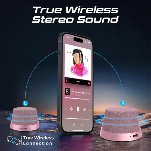 Promate mini bluetooth speaker magsafe base pink