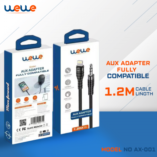 محول إضاءة WEWE AUX بطول 1.2 متر باللون الأسود