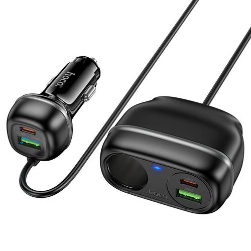 شاحن سيارة HOCO ثنائي الشحن PD30W + ثنائي الشحن السريع QC3.0 – محول طاقة ولاعة سجائر بأربعة منافذ