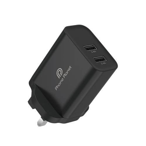 شاحن هاتف بلانيت ٢٤ واط بمنفذي USB-A