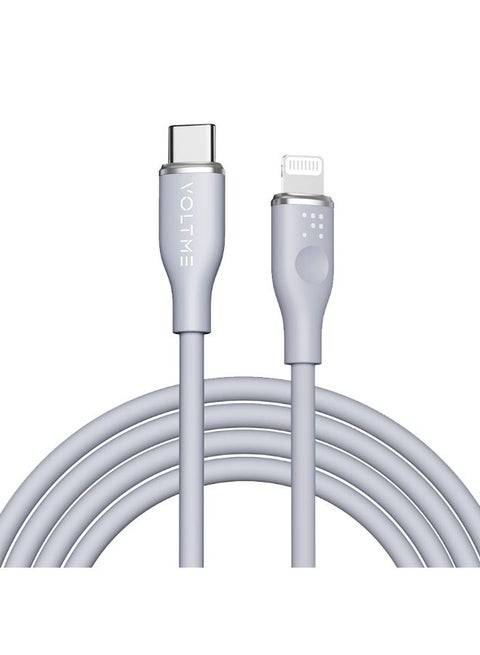كابل شحن سريع VOLTME من USB-C إلى Lightning بطول 2 متر وقدرة 30 واط، لون رمادي
