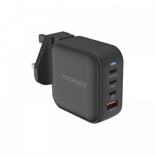 شاحن بروميت السريع PD GAN بقوة 100 واط، QC 3.0، أسود