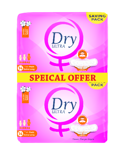 Dry Ultra Thin Menstrual Pads - Special Offer - 28 Pads - Extra Long