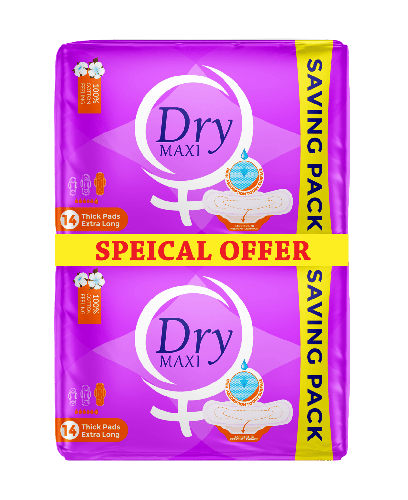Dry Maxi Thick Sanitary Pads for Menstruation - Special Offer - 28 Pads - Extra Long Size