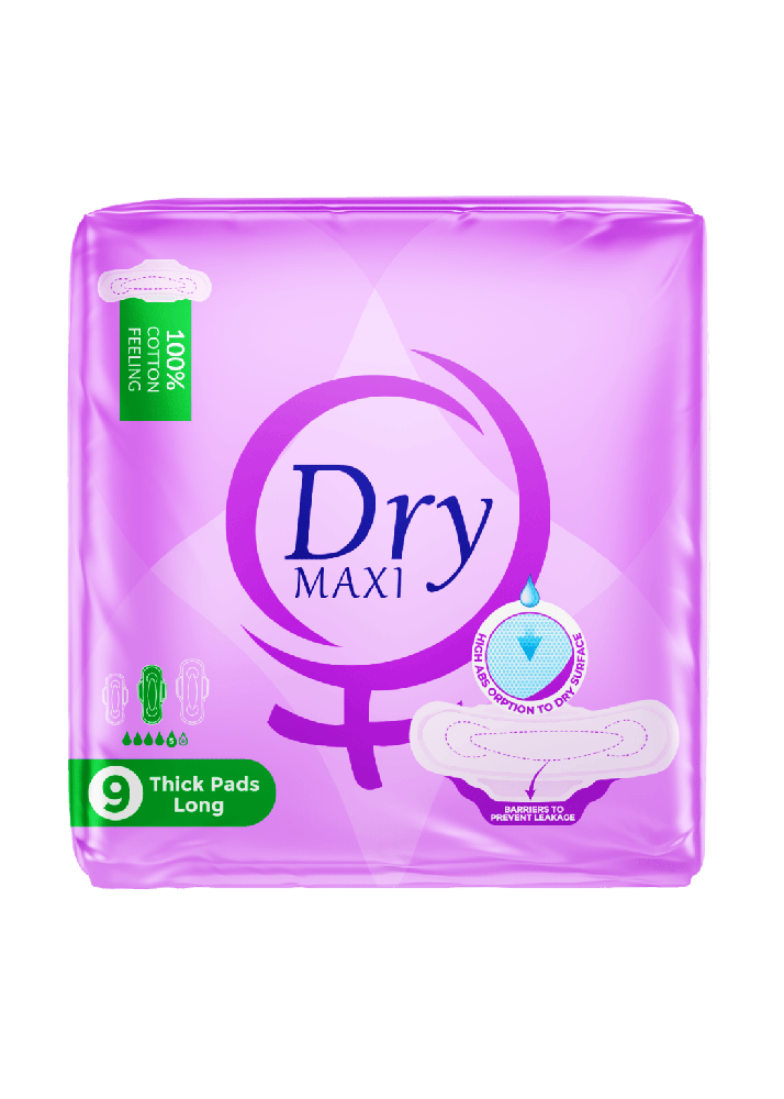 Dry Maxi Menstrual Pads - Thick - 9 Pads - Long Size