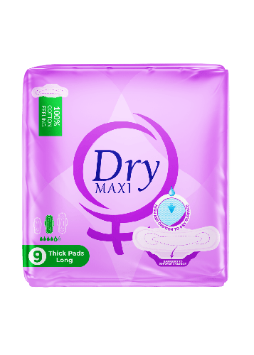 Dry Maxi Menstrual Pads - Thick - 9 Pads - Long Size