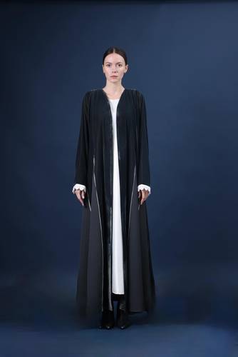 Charcoal Grey Vetvet Triangle Abaya