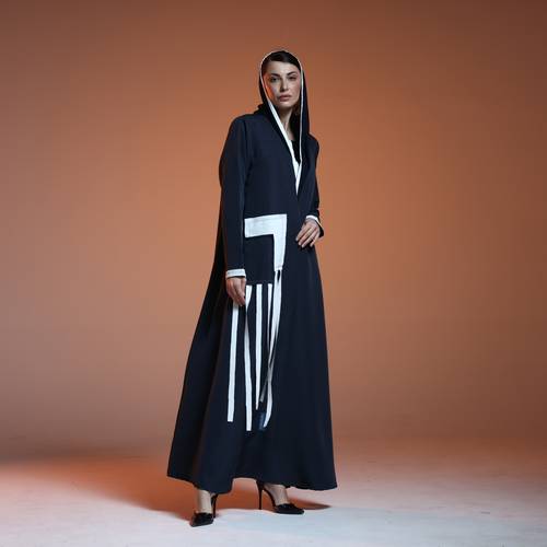 White Striped Navy Blue in Crepe