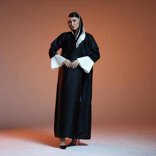 Assmetrical Collar Abaya in Tafta