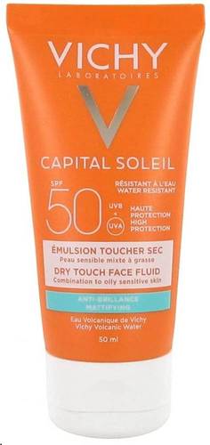 كريم سائل ايديال سوليل بلمسة غير لامعة للوجه مع حماية من الشمس SPF 50 من فيتشي - 50 مل