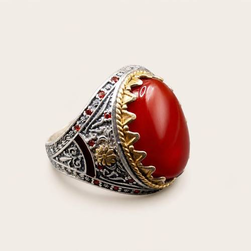 خاتم الراسي - حجر كريم طبيعي - فضة عيار 925