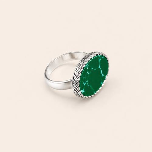 Royal Silver Ring – 925 Sterling Silver with Green Jasper