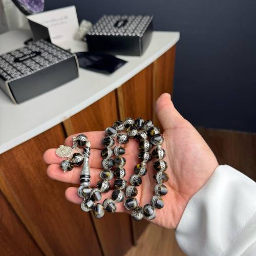 Black Kuka Misbaha with Sterling Silver & 925 Silver Tassel