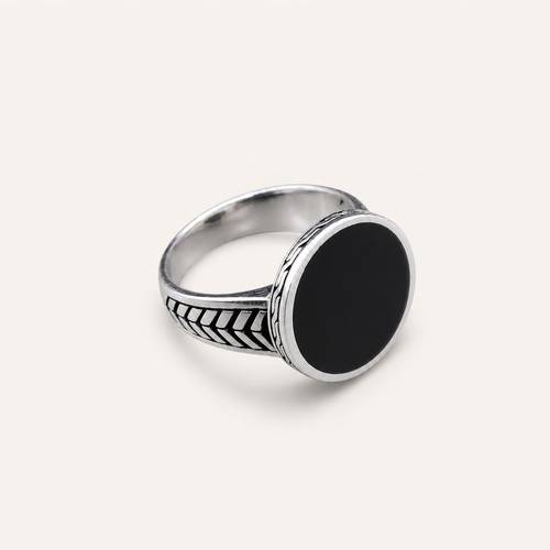 Knight's Royal Ring – Oval Black Stone 925 Sterling Silver