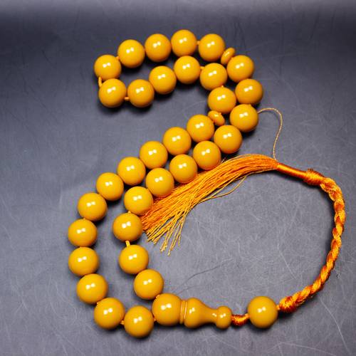 سبحة فاتوران اصفر بطربزونة فضة عيار 999 -33 خرزه-27
